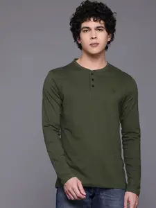 Allen Solly Men Henley Neck Pure Cotton Slim Fit T-shirt