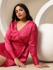 Sztori Plus Size Satin Wrap Dress