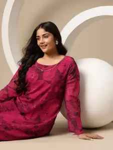 Sztori Plus Size Floral Print Puff Sleeve A-Line Dress