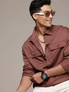 WROGN Self Design Textured Oversized Casual Shirt