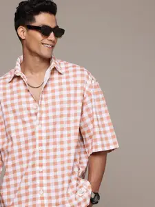 WROGN Pure Cotton Buffalo Checks Opaque Oversized Casual Shirt