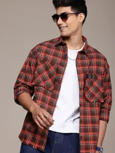 WROGN Tartan Checked Opaque Pure Cotton Casual Shirt