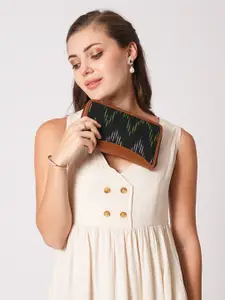 Globus Vegan Leather Woven Design Abstract Print Zip Around Wallet With Zip Coin Pocket