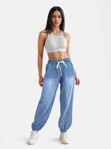 glitchez Women Jogger Fit Light Fade Parachute Jeans