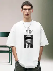 PRONK Men Graphic Printed Round Neck Cotton Oversized T-shirt