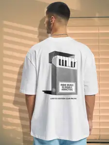 PRONK Men Graphic Printed Round Neck Cotton Oversized T-shirt