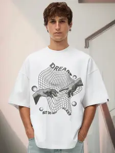 PRONK Men Graphic Printed Round Neck Cotton Oversized T-shirt