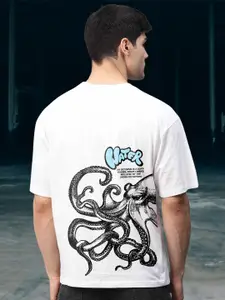 PRONK Men Graphic Printed Round Neck Cotton Oversized T-shirt