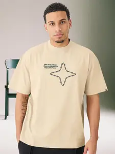 PRONK Men Graphic Printed Round Neck Cotton Oversized T-shirt