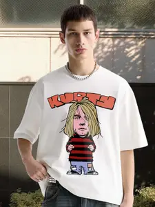 PRONK Men Graphic Printed Round Neck Cotton Oversized T-shirt