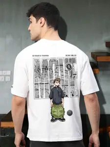 PRONK Men Graphic Printed Round Neck Cotton Oversized T-shirt