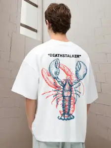 PRONK Men Graphic Printed Round Neck Cotton Oversized T-shirt