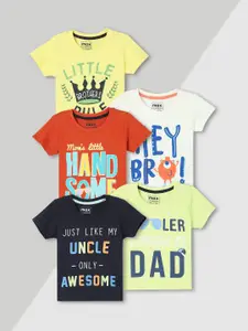 max Boys Pack Of 5 Typography Printed Round Neck Cotton T-shirts