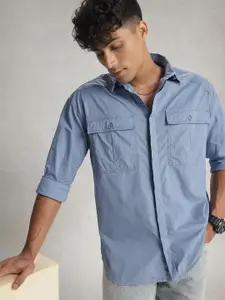 WROGN Pure Cotton Drop-Shoulder Sleeves Oversized Casual Shirt