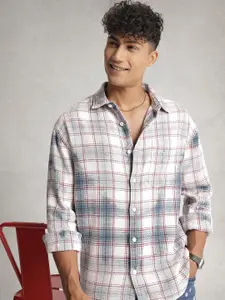 WROGN Oversized Checked Drop-Shoulder Sleeves Casual Shirt