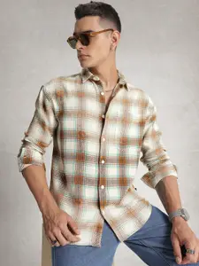 WROGN Checked Drop-Shoulder Sleeves Oversized Casual Shirt