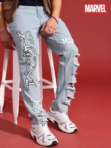 MARVEL STREET Men Pure Cotton Relaxed Fit Mildly Distressed Printed Jeans