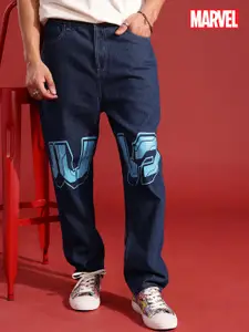 MARVEL STREET Men Pure Cotton Barrel Fit Printed Jeans