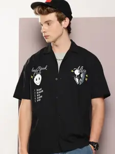 Kook N Keech Oversized Fit Jack Skellington Graphic Printed Pure Cotton Casual Shirt