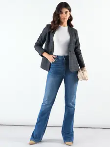 PowerSutra Checked Notched Lapel Blazer