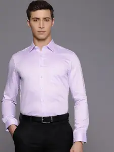 Louis Philippe Slim Fit Opaque Self Design Textured Pure Cotton Formal Shirt