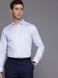 Louis Philippe Slim Fit Opaque Self Design Textured Pure Cotton Formal Shirt