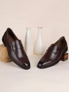 LOUIS STITCH Men Rosewood Formal Slip-On Moccasin Shoes