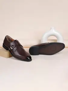 LOUIS STITCH Men Rosewood Formal Slip-On Monk Shoes