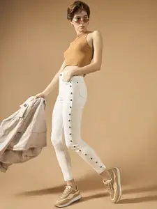 Roadster Women Skinny High Rise Eyelet detailing Stretchable Denim Jeans