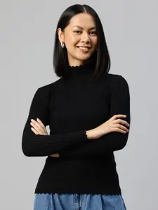 Pierre Carlo High Neck Ribbed Pullover