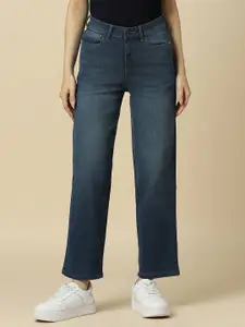 Allen Solly Woman Cotton Clean Look Mid-Rise Relaxed Fit Light Fade Jeans
