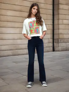 Flying Machine Women Bootcut Cotton Fit Mid-Rise Stretchable Jeans