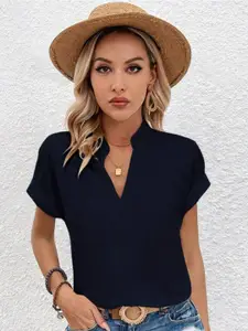 TOOCHKI Women Mandarin Collar Casual Top