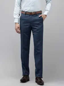 Van Heusen Men Self Design Textured Custom Fit Formal Trousers