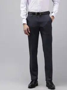 Van Heusen Men Self Design Textured Slim Fit Formal Trousers