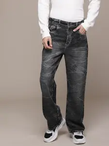 The Roadster Lifestyle Co. Men Flared Fit Crinkle Effects Pure Cotton Jeans