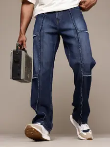 The Roadster Life Co. Men Loose Relaxed Fit Light Fade Pure Cotton Jeans