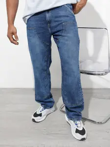 The Roadster Life Co. Men Straight Fit Mid-Rise Light Fade Pure Cotton Jeans