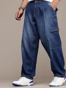 The Roadster Life Co. Men Pure Cotton Baggy Fit Light Fade Cargo Jeans