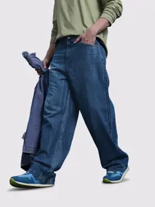 The Roadster Life Co. Men Wide Leg Washed Effect Light Fade Jeans