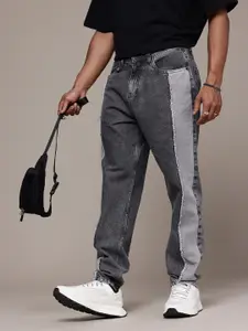 The Roadster Life Co. Men Pure Cotton Colourblocked Paneling Baggy Fit Light Fade Jeans