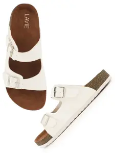 Lavie Women PU Open Toe Flats with Buckles