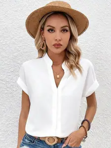 TOOCHKI Solid Mandarin Collar Top