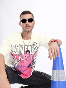 Kook N Keech Graphic & Typography Print Drop-Sleeves Pure Cotton Oversized T-shirt