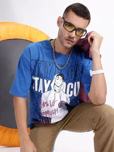 Kook N Keech Graphic & Typography Print Drop-Sleeves Pure Cotton Oversized T-shirt