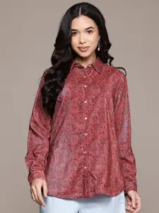 aarke Ritu Kumar Paisley Printed Velvet Formal Shirt