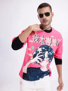 Kook N Keech Graphic & Typography Print Drop-Sleeves Pure Cotton Oversized T-shirt