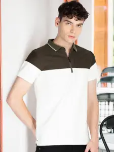 Status Quo Men Colourblocked Polo Collar Pockets T-shirt