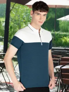 Status Quo Men Colourblocked Polo Collar Pockets T-shirt