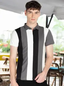 Status Quo Men Colourblocked Polo Collar Pockets T-shirt